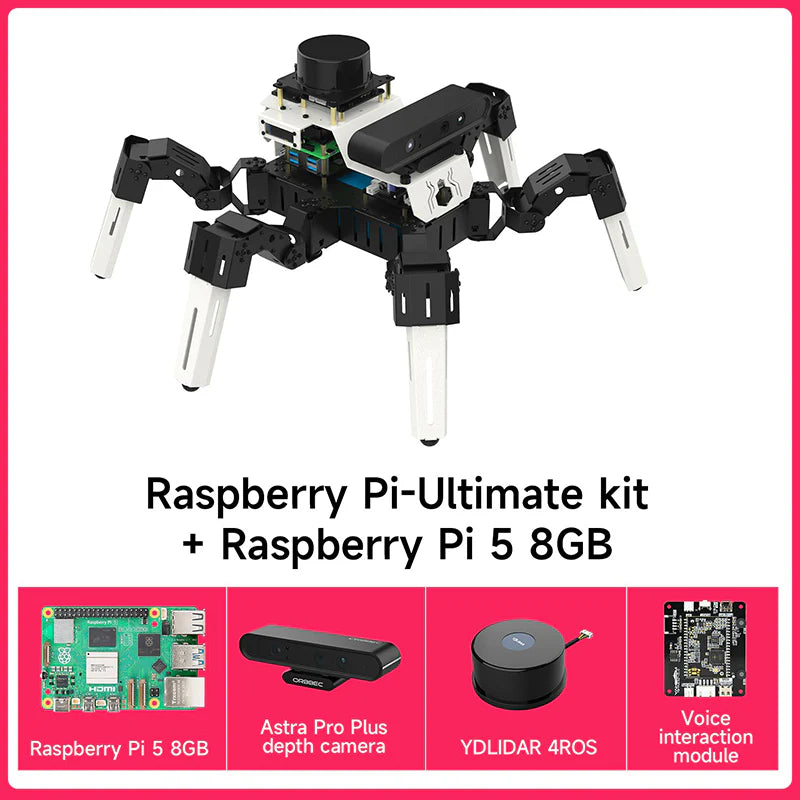 Yahboom 18DOF Muto RS Hexapod Robot ROS2 STEM Education Python Programming Robot for Raspberry Pi 4B and NVIDIA Jetson NANO
