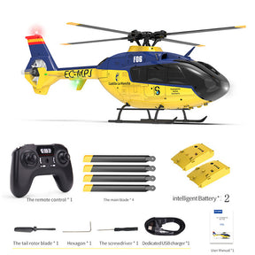 YXZNRC F06 EC135 2.4G 6CH RC Helicopter RTF Direct Drive Dual Brushless One Key 3D Roll Flybarless 1:36 Scale Helicopter toy