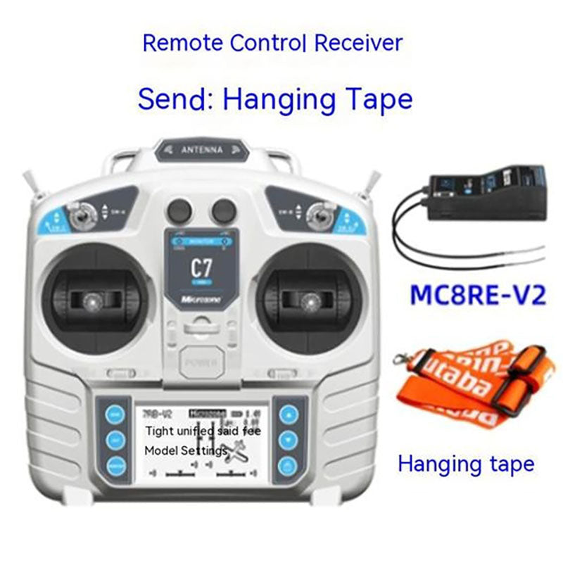 MicroZone MC7 Mini 2.4G Controller Transmitter with MC8RE V2 Receiver Radio System for RC Aircraft Drones Multirotor Helicopters