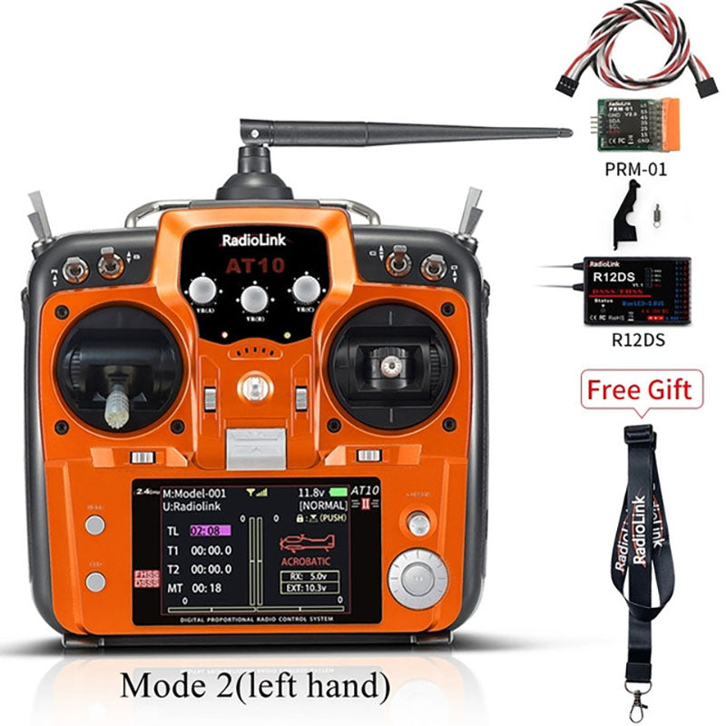 Radiolink AT10II 12CH RC Transmitter R12DS Receiver 2.4GHz DSSS&FHSS Spread Radio Remote Controller for RC Drone/Fixed Wing/Multicopters/Helicopter