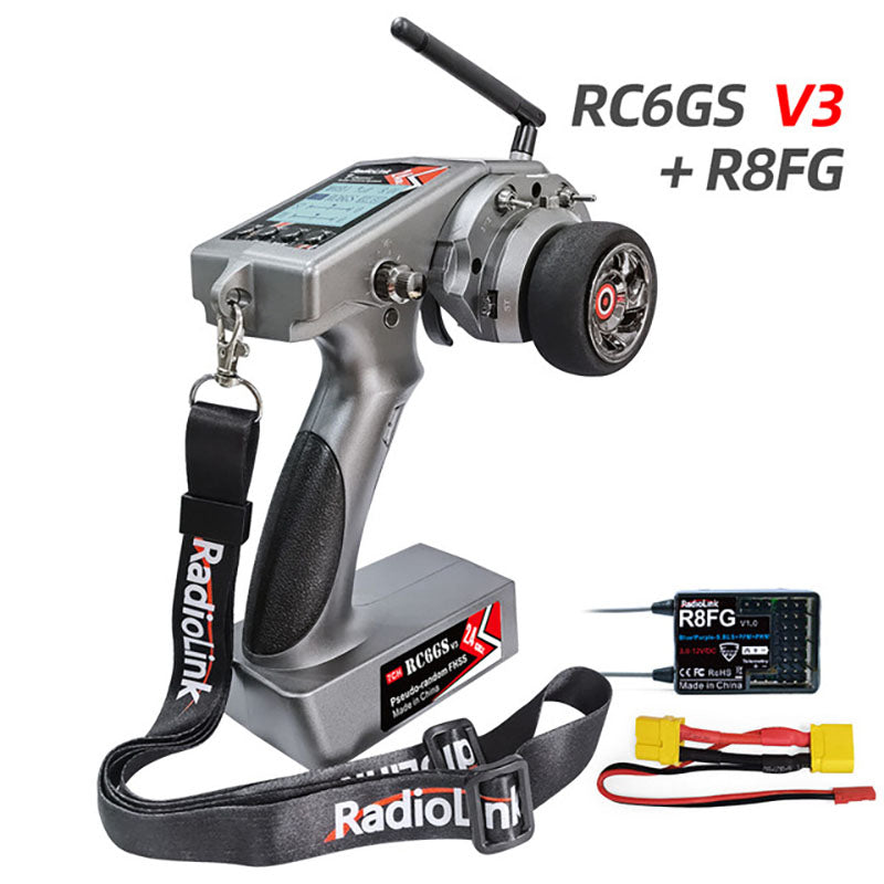 Radiolink RC6GS V3 2.4G 7 Channel Radio Transmitter with R7FG Receiver Gyro Telemetry Included Remote Controller for RC Car Boat