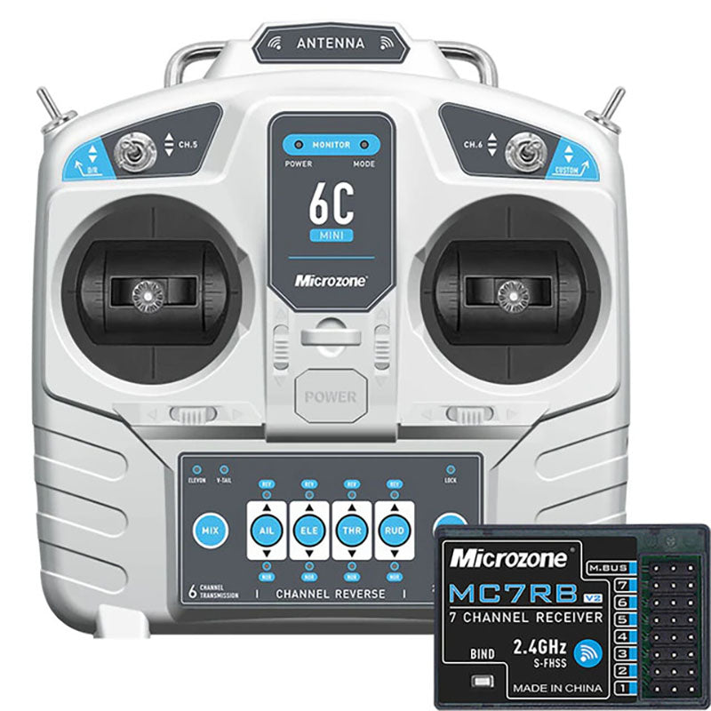 MicroZone MC6C Mini V2 2.4G 6CH Controller Transmitter MC7RB / MC6RE  Receiver Radio System For RC Airplane Drone Multirotor Helicopter Boat