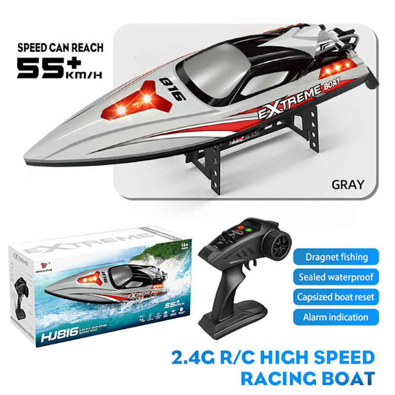 RC Boat HJ816 PRO Brushless 2 In 1 Racing Fishing Boat Trawler 55km/h High Speed RC Speedboat LED Outdoor Toys