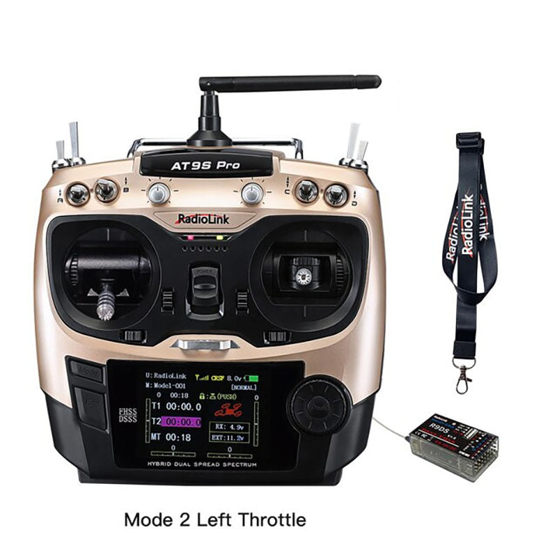 Radiolink AT9S Pro 12CH 2.4G Radio Transmitter R9DS Receiver Support Crossfire Protocol for for Airplane/Jet/FPV Racing Drone/Quad/RC Truck Car/Boat