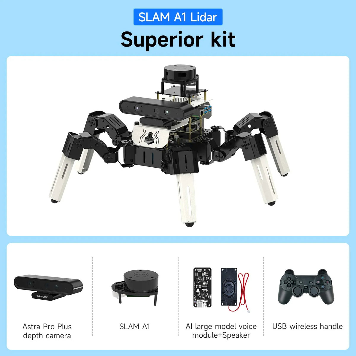 Yahboom 18DOF Muto RS AI Large Language Model Hexapod Robot ROS2 for Raspberry Pi 5 STEM Education Python Programming Robot