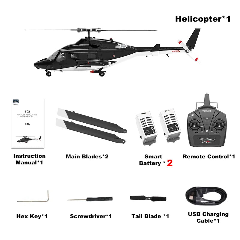 YUXIANG F02 Airwolf Helicopter Auto Stabilized 6CH 6-Axis Gyro Stabilization Optical Flow Positioning RC Helicopter