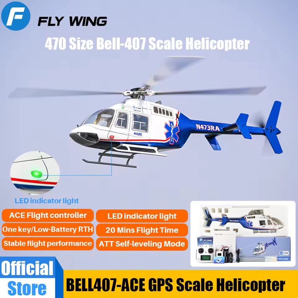 FLYWING BELL407 470 Class RC Helicopter GPS Large Model with ACE Flight Controller RTF Helicopter