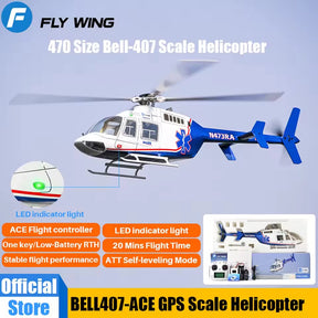 FLYWING BELL407 470 Class RC Helicopter GPS Large Model with ACE Flight Controller RTF Helicopter