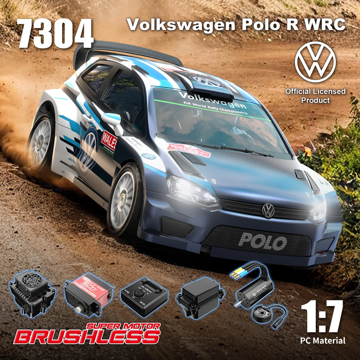 MJX Hyper Go 7304 RC Car 1/7 Volkswagen Polo R WRC RC Rally Car 4S Brushless 60km/H Official Licensed