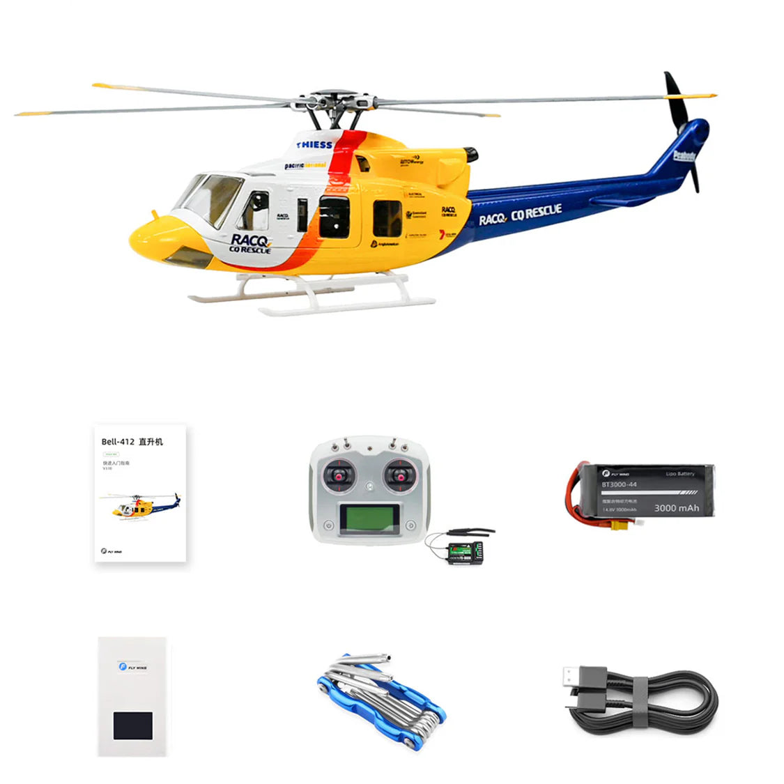FLYWING Bell 412 470L V4 Military Rescue RC Helicopter Upgraded ACE flight control System RTF Helicopter
