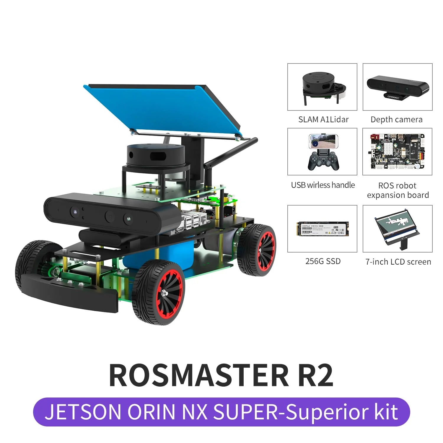 ROSMASTER R2 ROS2 STEM Education Python Programming Robot with Ackermann structure for Jetson NANO 4GB/Orin NANO/Orin NX/RPi 4B(Max Speed:1.8m/s)