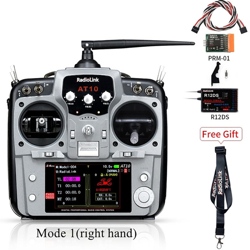 Radiolink AT10II 12CH RC Transmitter R12DS Receiver 2.4GHz DSSS&FHSS Spread Radio Remote Controller for RC Drone/Fixed Wing/Multicopters/Helicopter