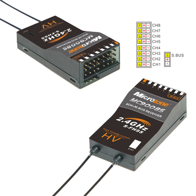 Microzone MC10 10CH 2.4GHz FHSS RC Transmitter With MC9008S Receiver For Drones Fixed-wing Aircraft Helicopters Vehicles Ships