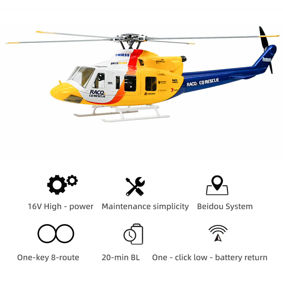 FLYWING Bell 412 470L V4 Military Rescue RC Helicopter Upgraded ACE flight control System RTF Helicopter