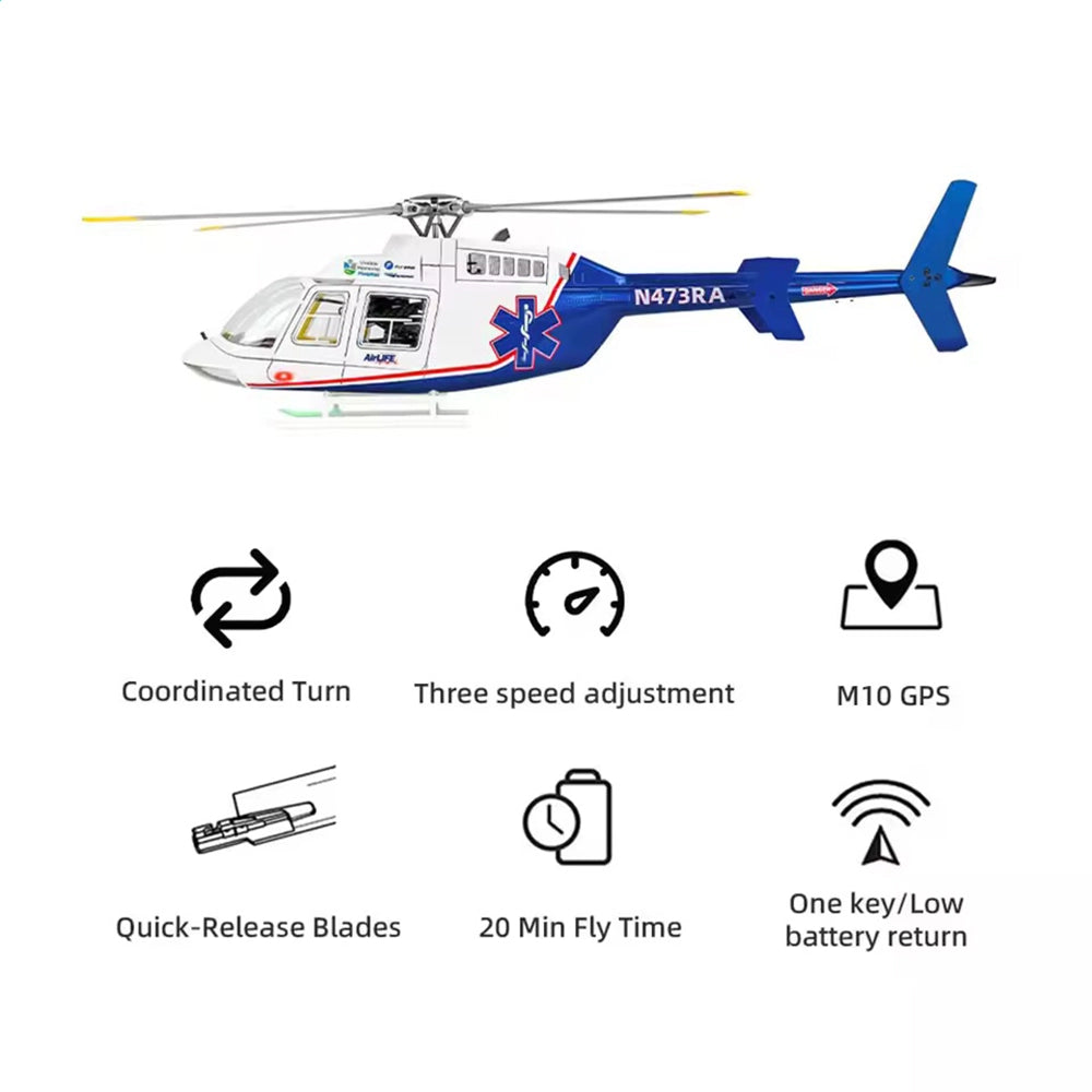 FLYWING BELL407 470 Class RC Helicopter GPS Large Model with ACE Flight Controller RTF Helicopter