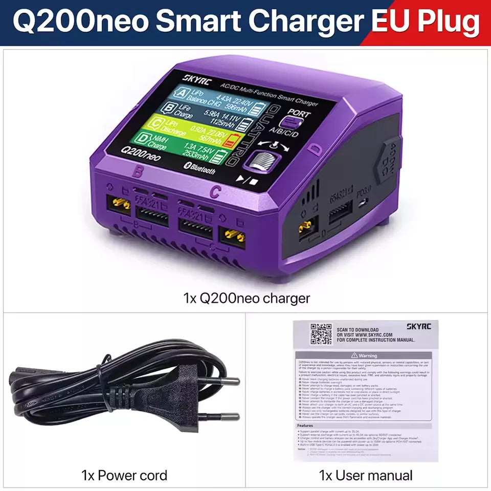 SKYRC Q200neo Lipo Battery Balance Charger Discharger AC200W DC400W 10A for 1-6S LiPo Li-ion Life LiHV 2-15s NiCd NiMH PB