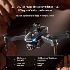 SMRC S840 PRO Carbon Fiber 8K Drone 3-Axis Gimbal EIS Camera Intelligent Obstacle Avoidance 5G GPS Quadcopter with Screen Remote Control