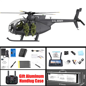 YUXIANG F118S MH-6 MD500 Little Bird 250-Class 1/16 Scale FPV 5-Blade Flybarless GPS RTF RC Military Helicopter