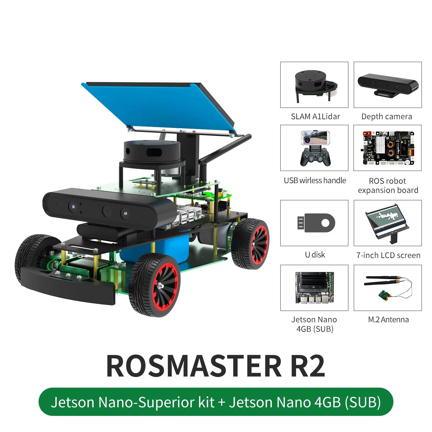 ROSMASTER R2 ROS2 STEM Education Python Programming Robot with Ackermann structure for Jetson NANO 4GB/Orin NANO/Orin NX/RPi 4B(Max Speed:1.8m/s)