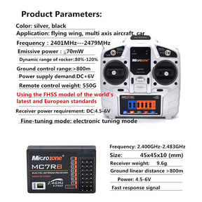 Microzone MC6C 2.4g 6CH Controller Transmitter Receiver Radio System For Rc Airplane Drone Multirotor Helicopter Car Boat