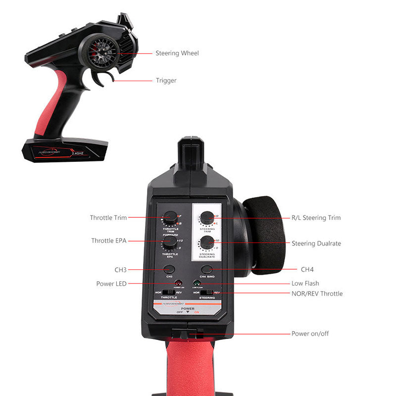 AUSTAR AX6S 2.4G 4CH Transmitter Radio Remote Control with AX-6S Receiver for Q65 MN90 1/10 1/8 TRX4 Axial SCX10 D90 RC Car Boat
