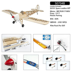 DWHobby Balsa wood Plane S0701 Space walker 1600mm Wingspan Gas or Electric Single-wing balsa wood sports training Balsa Plane