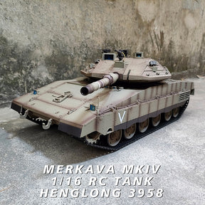 Heng Long 3958 Merkava MK IV Tank 1/16 Israel Main Battle Tank IDF TK7.0 Turret 360° Rotating Upgrade Metal Version RC Tank Toy