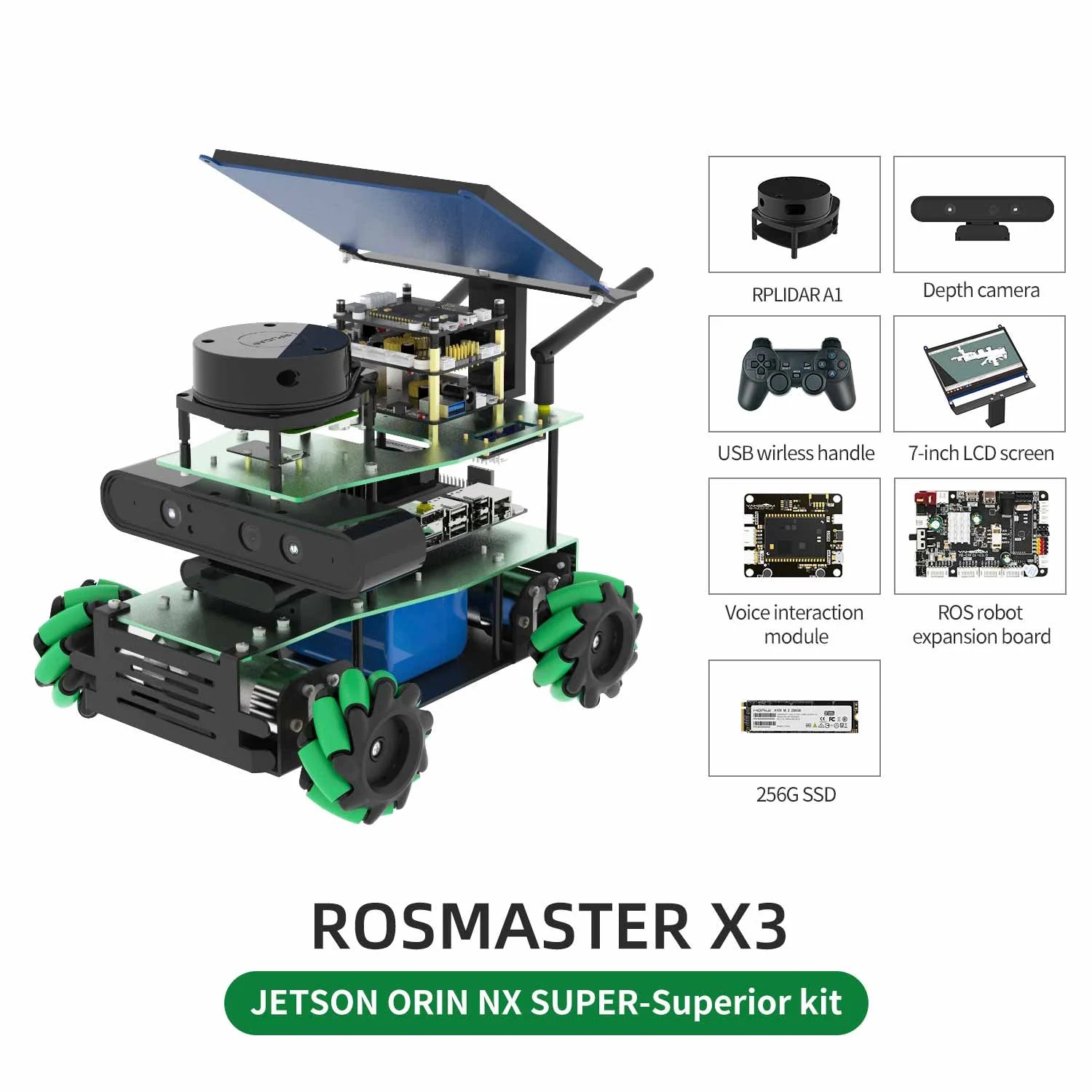 ROSMASTER X3 ROS2 STEM Education Python Programming Robot with Mecanum Wheel for Jetson NANO 4GB/Xavier NX/TX2 NX/RaspberryPi 4B