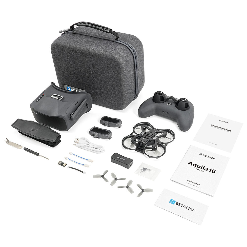 vr03 fpv goggles BETAFPV Aquila16 FPV Kit Brushless FPV Drone VR03 Goggles Literadio 2 SE ELRS V3.0 2.4G FPV Quadcopter, Aquila16 FPV Kit / Aquila16 1100mAh *2