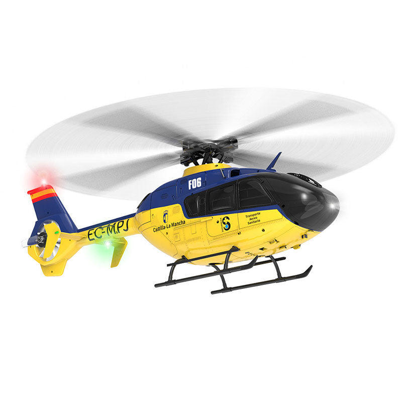 YXZNRC F06 EC135 2.4G 6CH RC Helicopter RTF Direct Drive Dual Brushless One Key 3D Roll Flybarless 1:36 Scale Helicopter toy