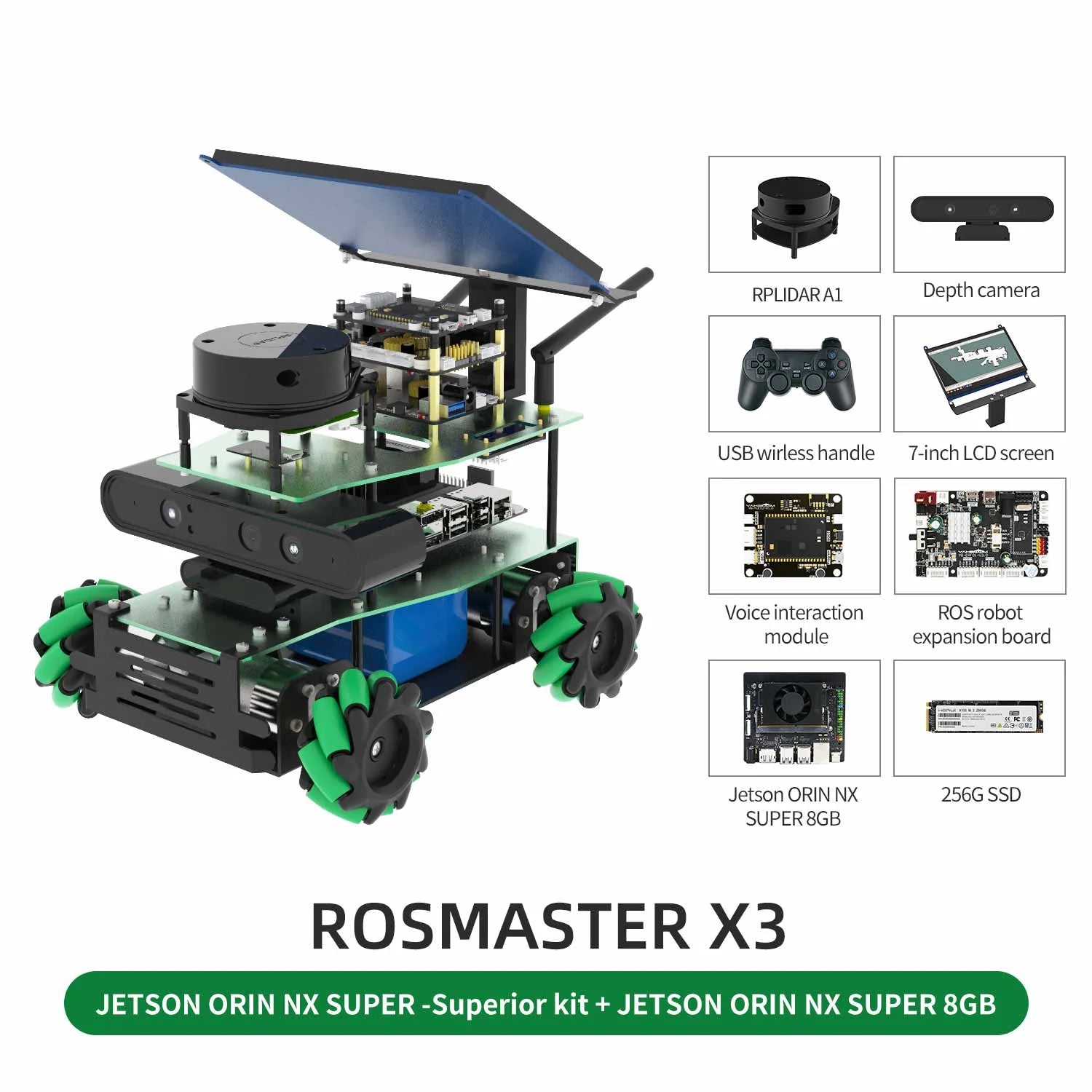 ROSMASTER X3 ROS2 STEM Education Python Programming Robot with Mecanum Wheel for Jetson NANO 4GB/Xavier NX/TX2 NX/RaspberryPi 4B
