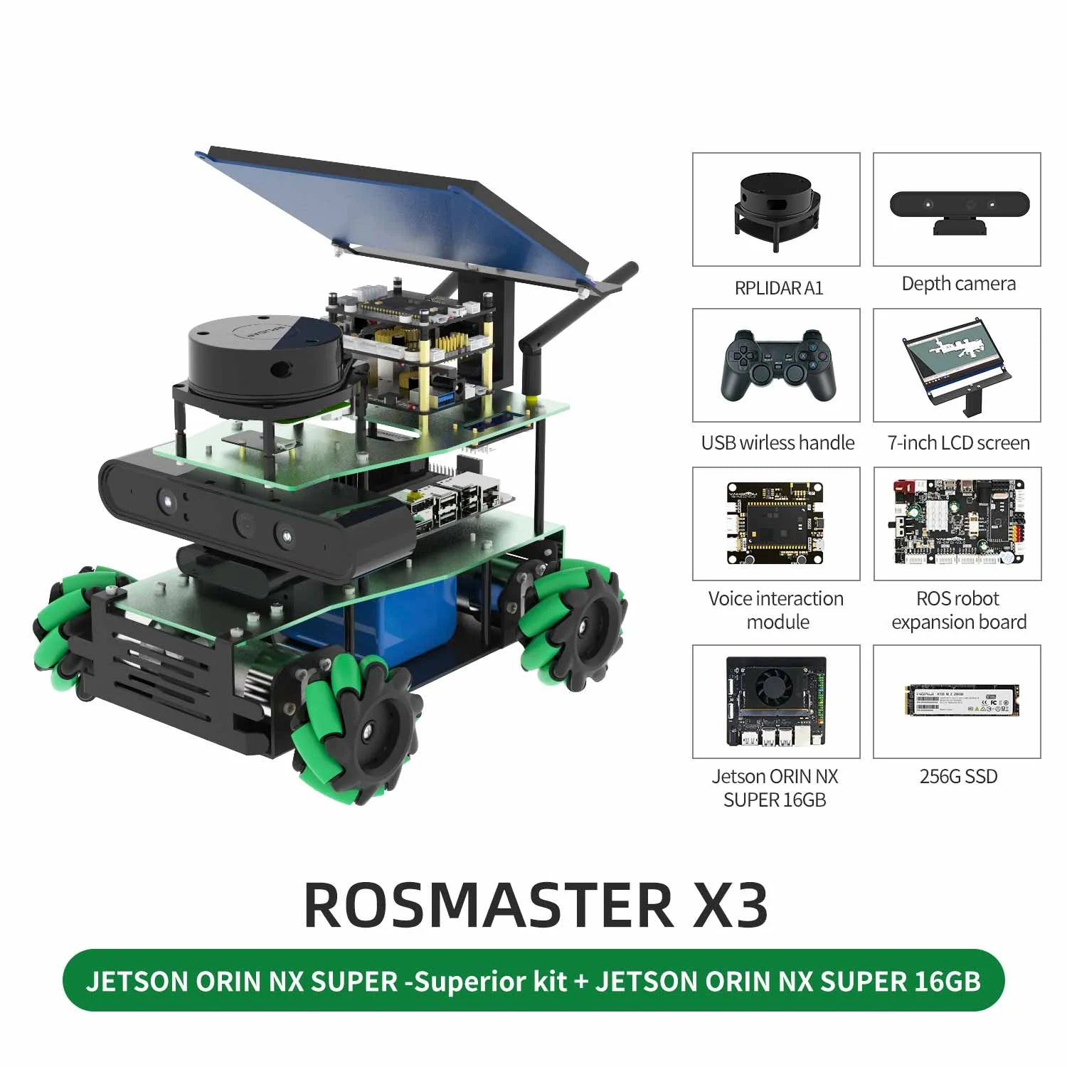 ROSMASTER X3 ROS2 STEM Education Python Programming Robot with Mecanum Wheel for Jetson NANO 4GB/Xavier NX/TX2 NX/RaspberryPi 4B
