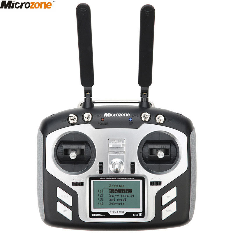 Microzone MC10 10CH 2.4GHz FHSS RC Transmitter With MC9008S Receiver For Drones Fixed-wing Aircraft Helicopters Vehicles Ships