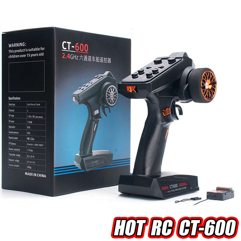 HotRC CT-600 6CH 2.4GHz FHSS One-handed Control Radio Transmitter for RC Toy Car Boat Tank Racer Drone Quadcopter Part