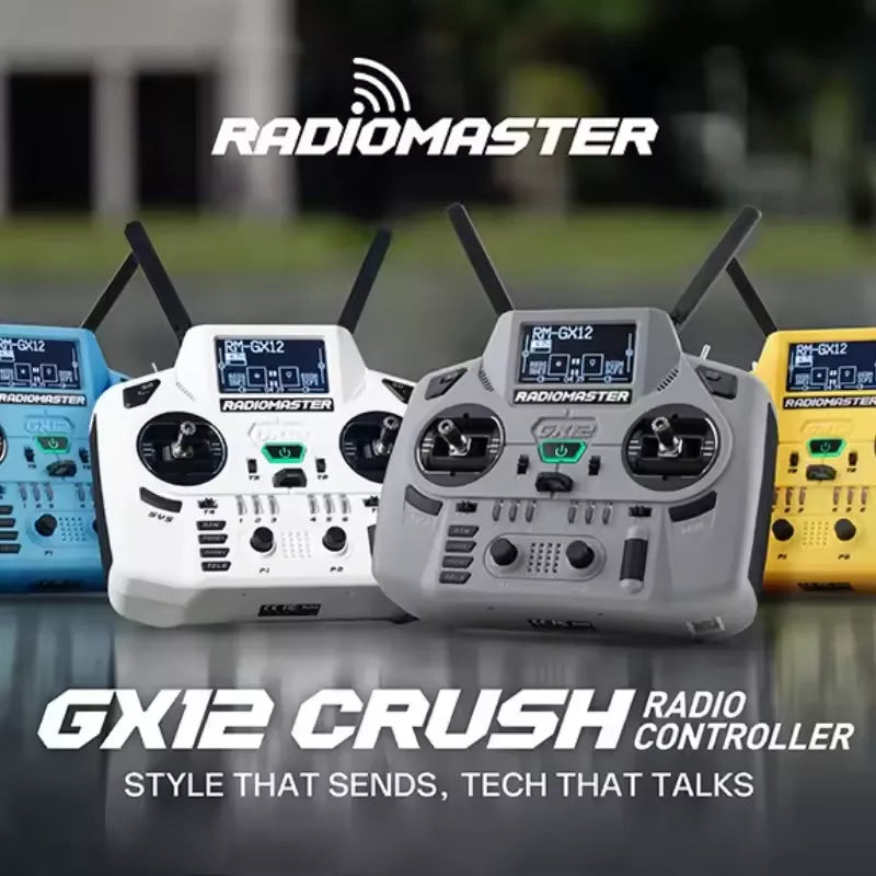 Radiomaster GX12 Crush 1000HZ 3D Digital CNC Hall Gimbal Dual Band Antenna Gemini XROSSBAND EXpressLRS Radio Controller