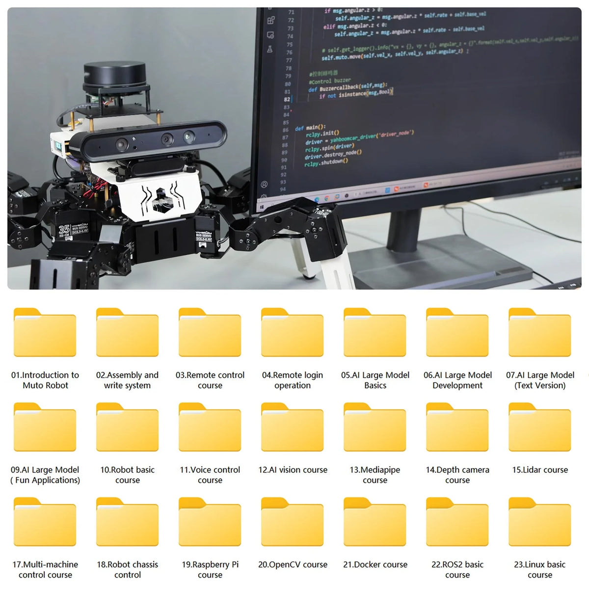 Yahboom 18DOF Muto RS AI Large Language Model Hexapod Robot ROS2 for Raspberry Pi 5 STEM Education Python Programming Robot