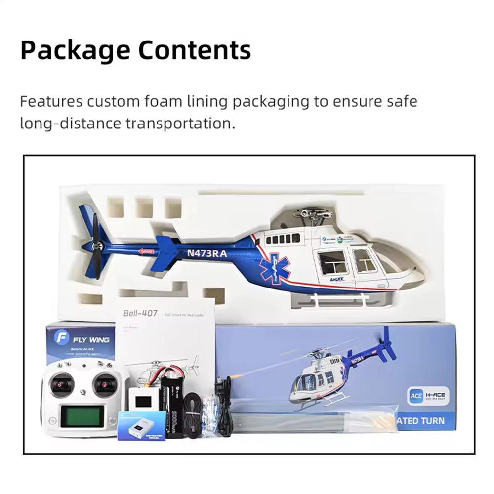 FLYWING BELL407 470 Class RC Helicopter GPS Large Model with ACE Flight Controller RTF Helicopter