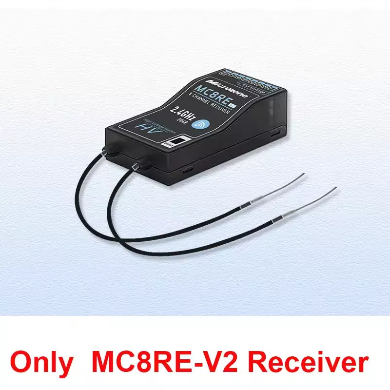 Microzone MC8B MINI 2.4G 8CH Remote Control Transmitter & MC8RE-V2 Receiver Radio System for RC Aircraft Fixed-wing Helicopter