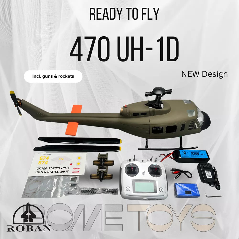 ROBAN 470 UH-1D RC Helicopter GPS X2 Flight Control System LED Lighting System PNP/RTF Version Helicopter