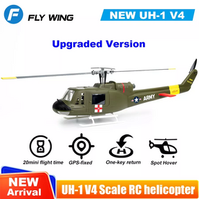 FLYWING UH Huey Helicopter V4 Upgrade Version 450L Class 6CH Brushless GPS Stabilized Altitude Hold RC Helicopter H1 Flight Controller