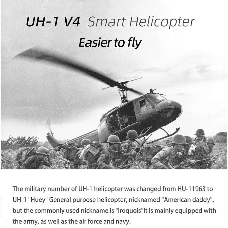 FLYWING UH Huey Helicopter V4 Upgrade Version 450L Class 6CH Brushless GPS Stabilized Altitude Hold RC Helicopter H1 Flight Controller