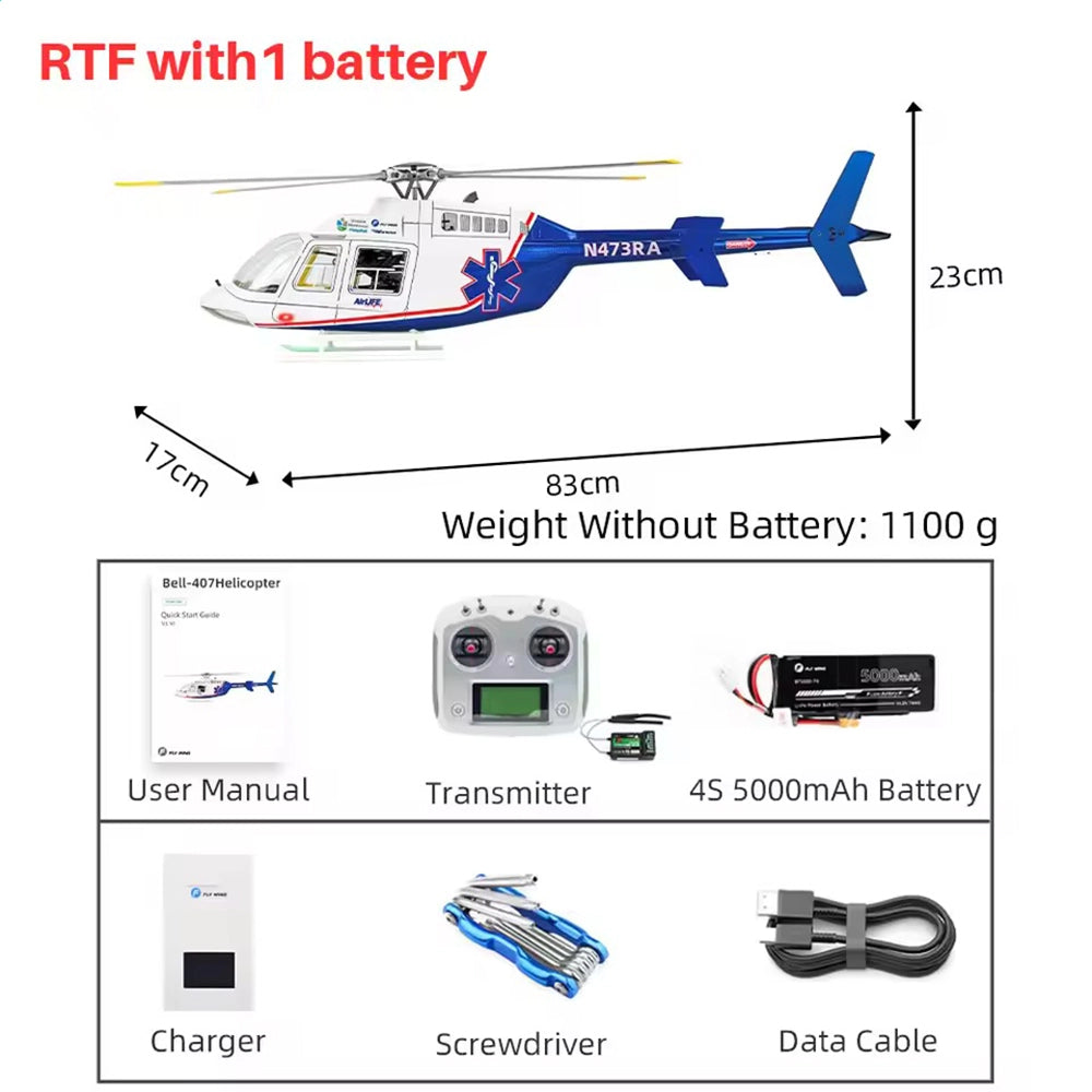 FLYWING BELL407 470 Class RC Helicopter GPS Large Model with ACE Flight Controller RTF Helicopter