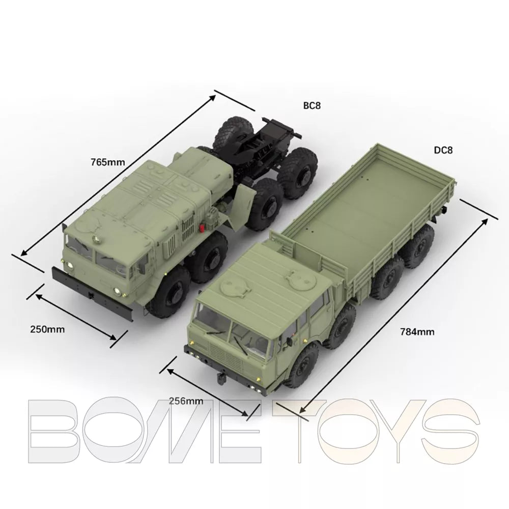 CROSSRC DC8 8x8 1/12 RC Car Scale Military Transport Climbing Car Off-road Model 8WD Toy KIT/RTR