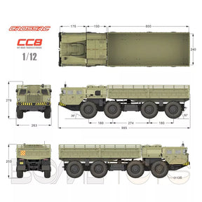 CROSSRC CC8 8x8 1/12 Scale RC Car Military Metal Transport Climbing Car Off-road Model 8WD Toy KIT/RTR