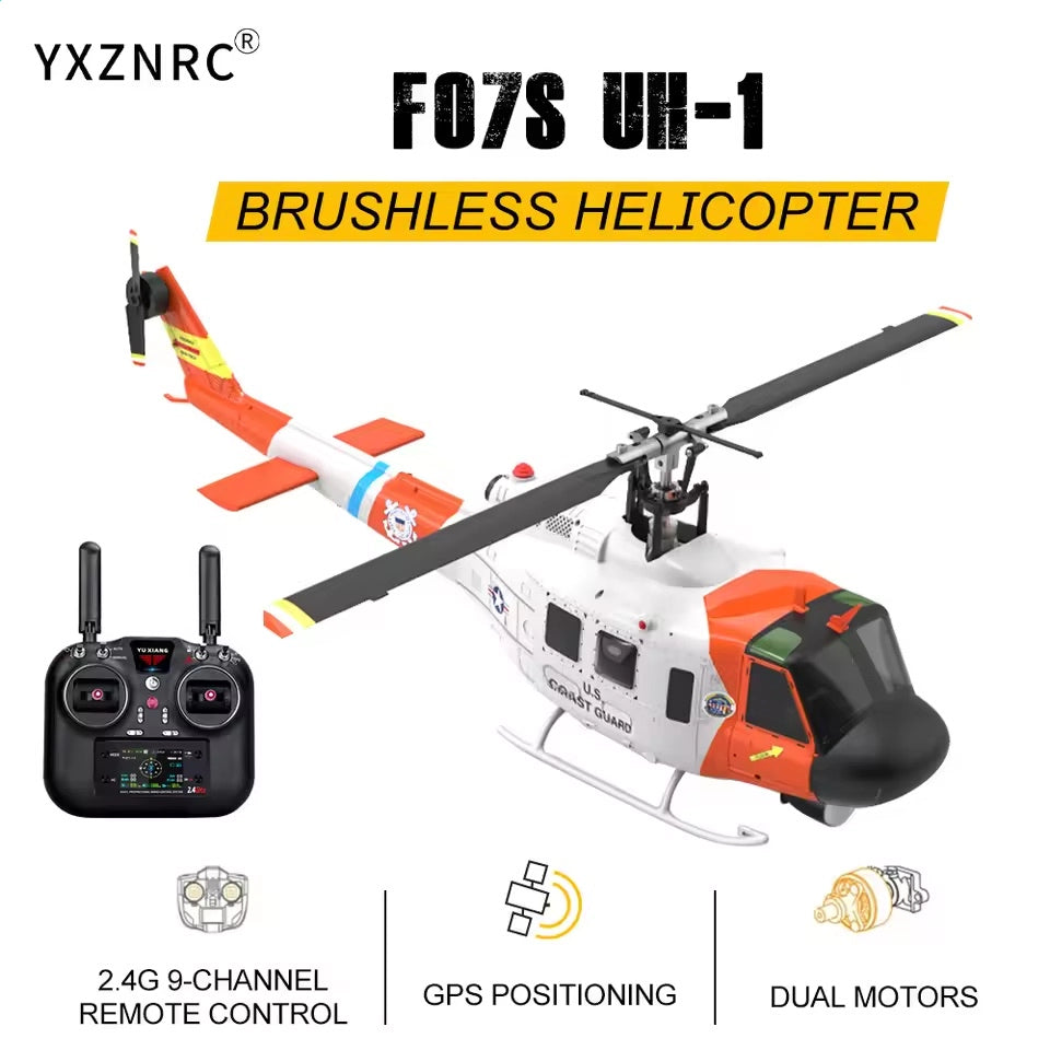 YUXIANG F07S RC Helicopter Huey UH-1D Coast Guard Scale GPS Intelligent Control System