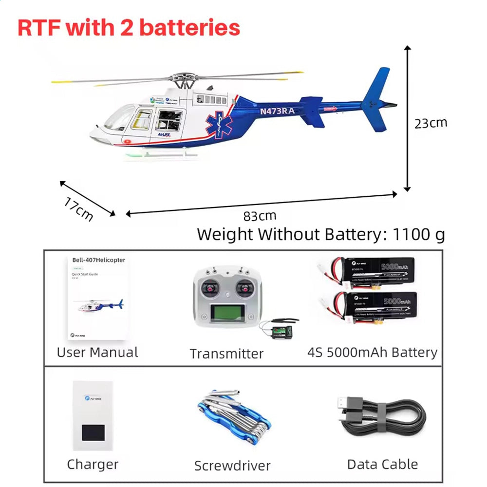 FLYWING BELL407 470 Class RC Helicopter GPS Large Model with ACE Flight Controller RTF Helicopter