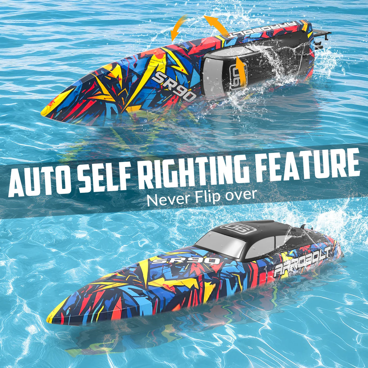 Volantexrc 798-5 SR90 RC Boat 70km/h 2.4G Brushless Water Cooling Ship Capsize Reset Fast High Speed Waterproof Speedboat Toys