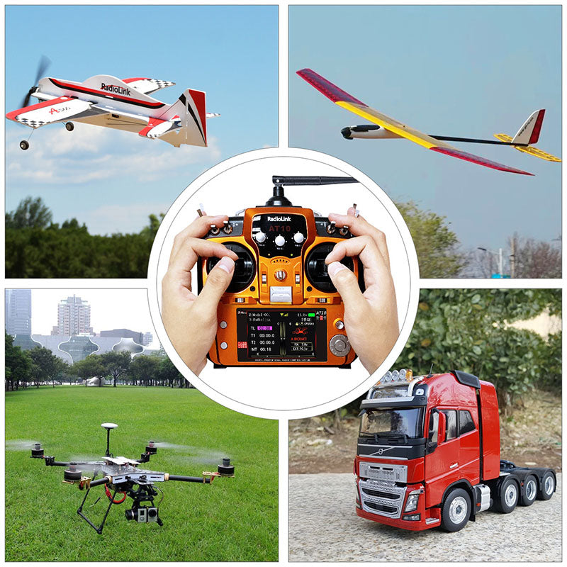 Radiolink AT10II 12CH RC Transmitter R12DS Receiver 2.4GHz DSSS&FHSS Spread Radio Remote Controller for RC Drone/Fixed Wing/Multicopters/Helicopter