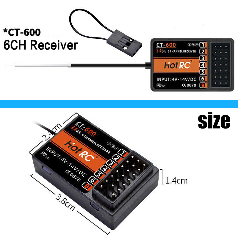 HotRC CT-600 6CH 2.4GHz FHSS One-handed Control Radio Transmitter for RC Toy Car Boat Tank Racer Drone Quadcopter Part