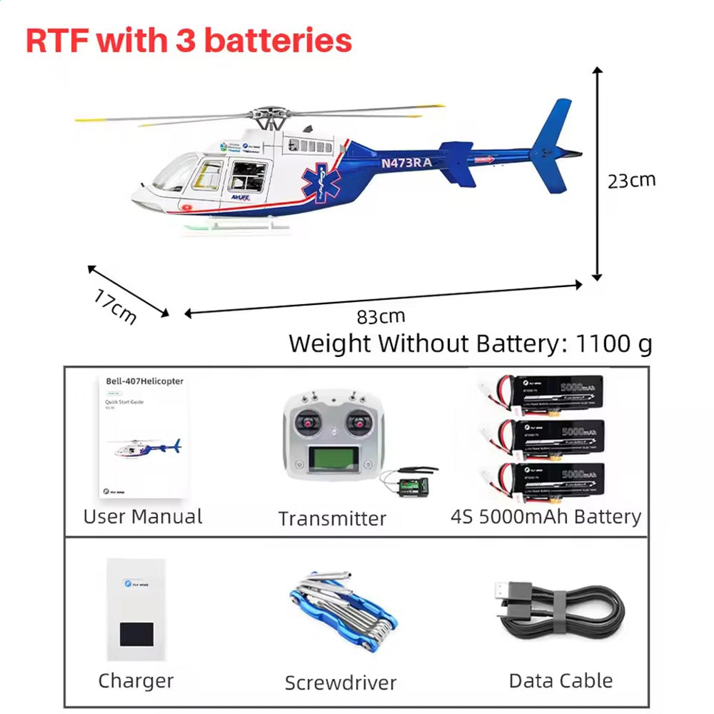 FLYWING BELL407 470 Class RC Helicopter GPS Large Model with ACE Flight Controller RTF Helicopter